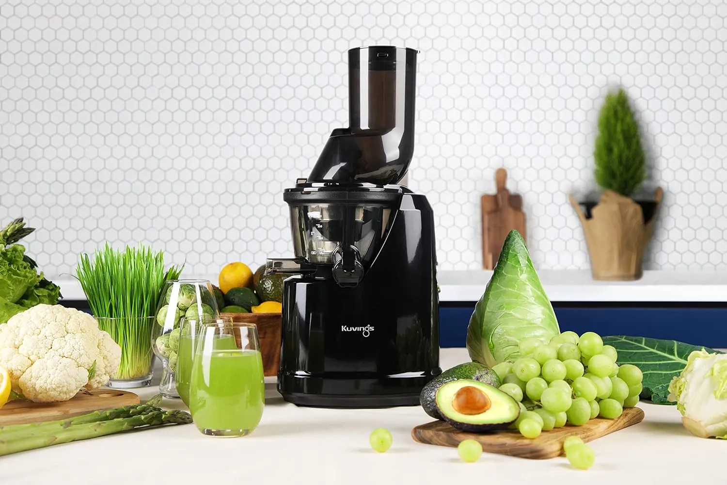 Kuvings B1700 Dark Silver Professional Cold Press Whole Slow Juicer with Smoothie & Sorbet Attachments Included