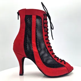 Lidmag S130 Boots Black Net Red Nubuck and Glitter