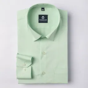 Light Green Color Dotted Dobby Cotton Shirt For Men