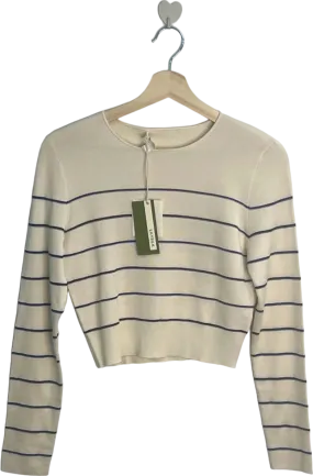 LILYSILK Cream Striped Knit Jumper UK 10