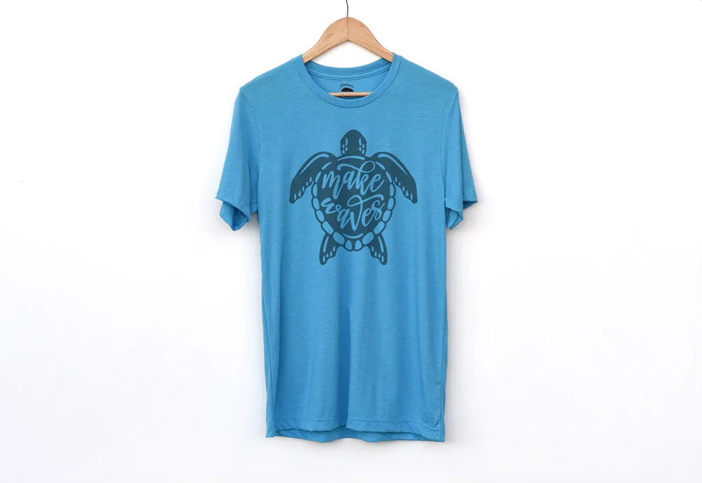 Make Waves Sea Turtle Adult Shirts - light or dark artwork