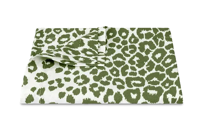 Matouk Iconic Round Leopard Tablecloth - (green or sky)