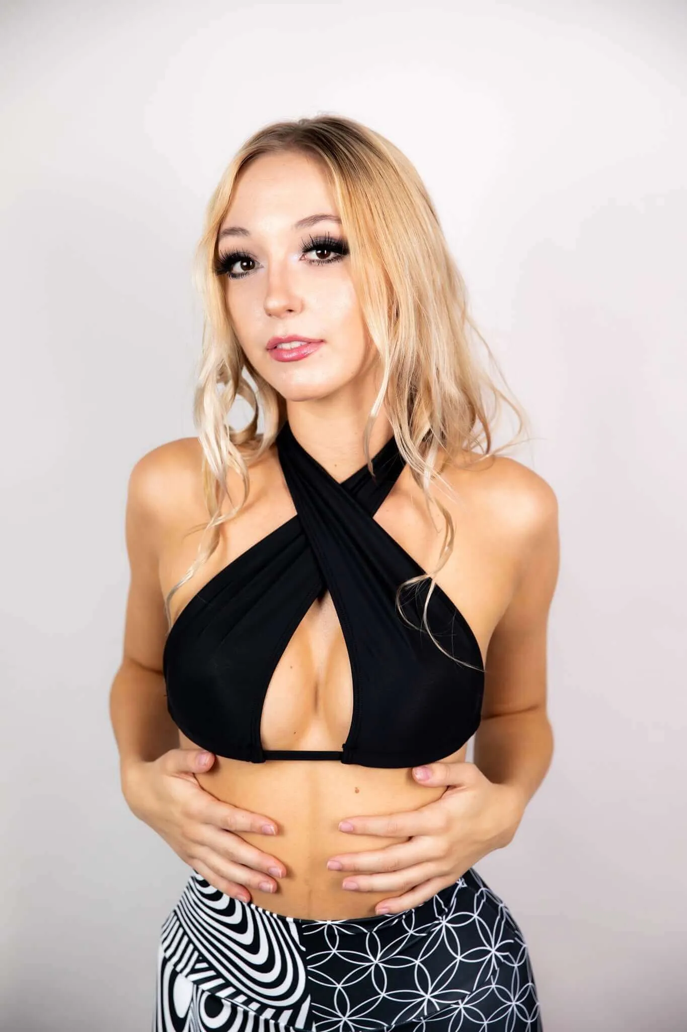 Matte Black Twist Tie Bandeau Top