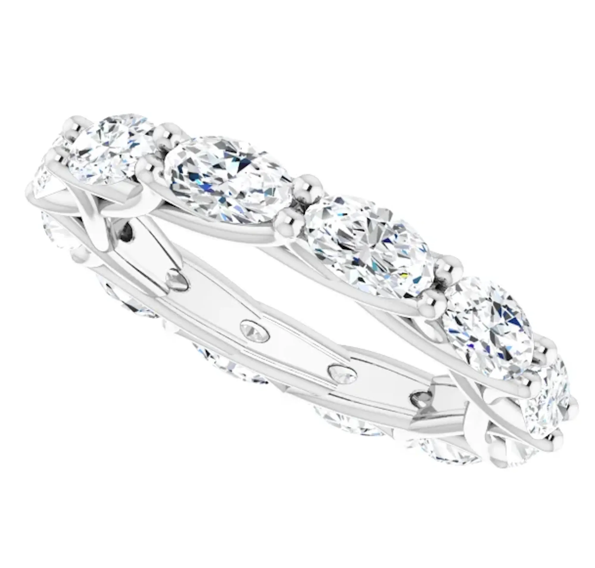 MONACO 3 Carat Oval-Cut Diamond Eternity Ring in Platinum 20 pointer G Color VS1 Clarity Shared Prong Band By Mike Nekta NYC