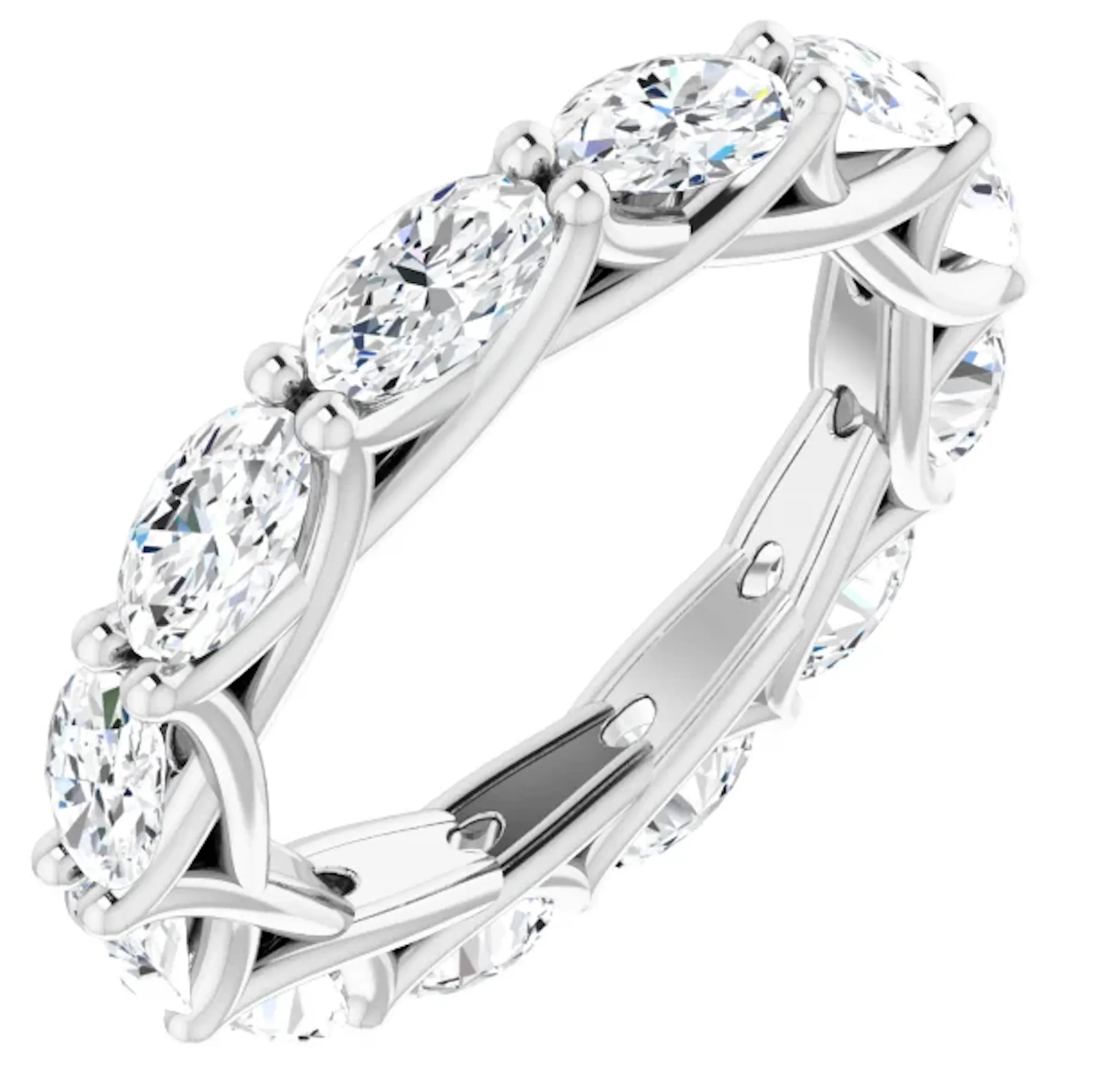 MONACO 3 Carat Oval-Cut Diamond Eternity Ring in Platinum 20 pointer G Color VS1 Clarity Shared Prong Band By Mike Nekta NYC