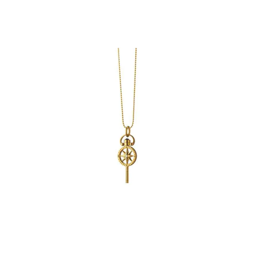 Monica Rich Kosann 18k Gold Mini Adventure Compass Key Charm Necklace