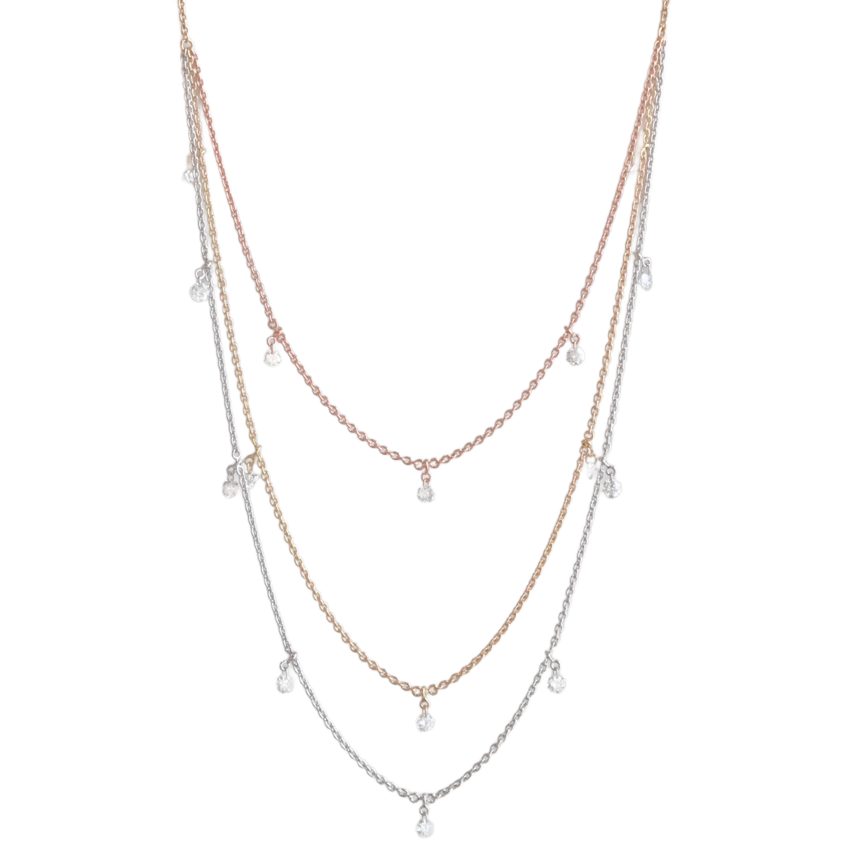 Multi Gold & Small Drilled Diamond Necklace