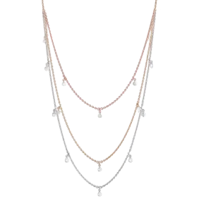 Multi Gold & Small Drilled Diamond Necklace