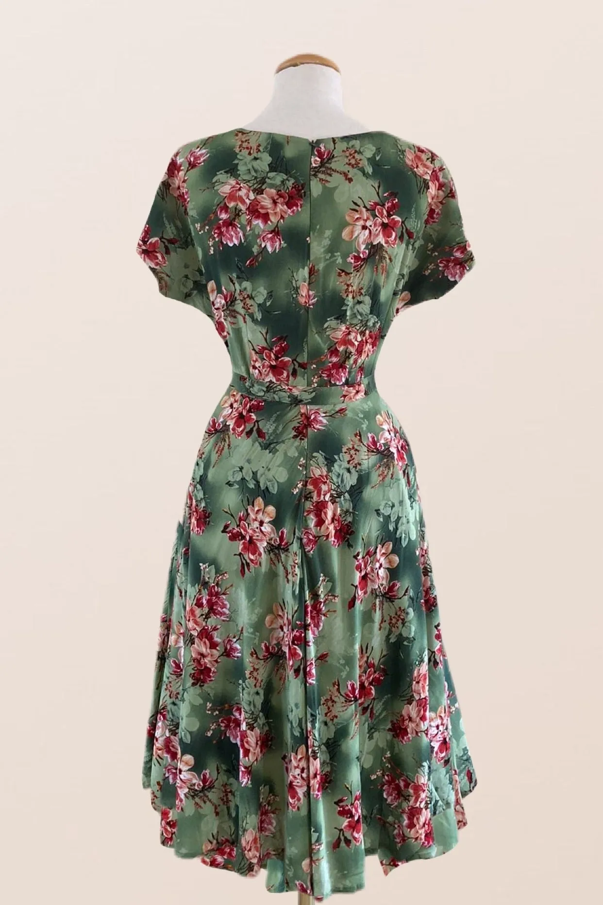 Myrtle Red & Green Frangipani Dress