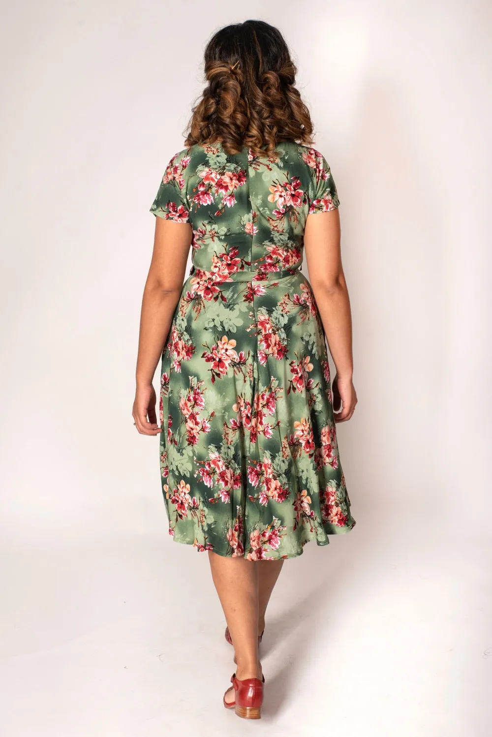 Myrtle Red & Green Frangipani Dress