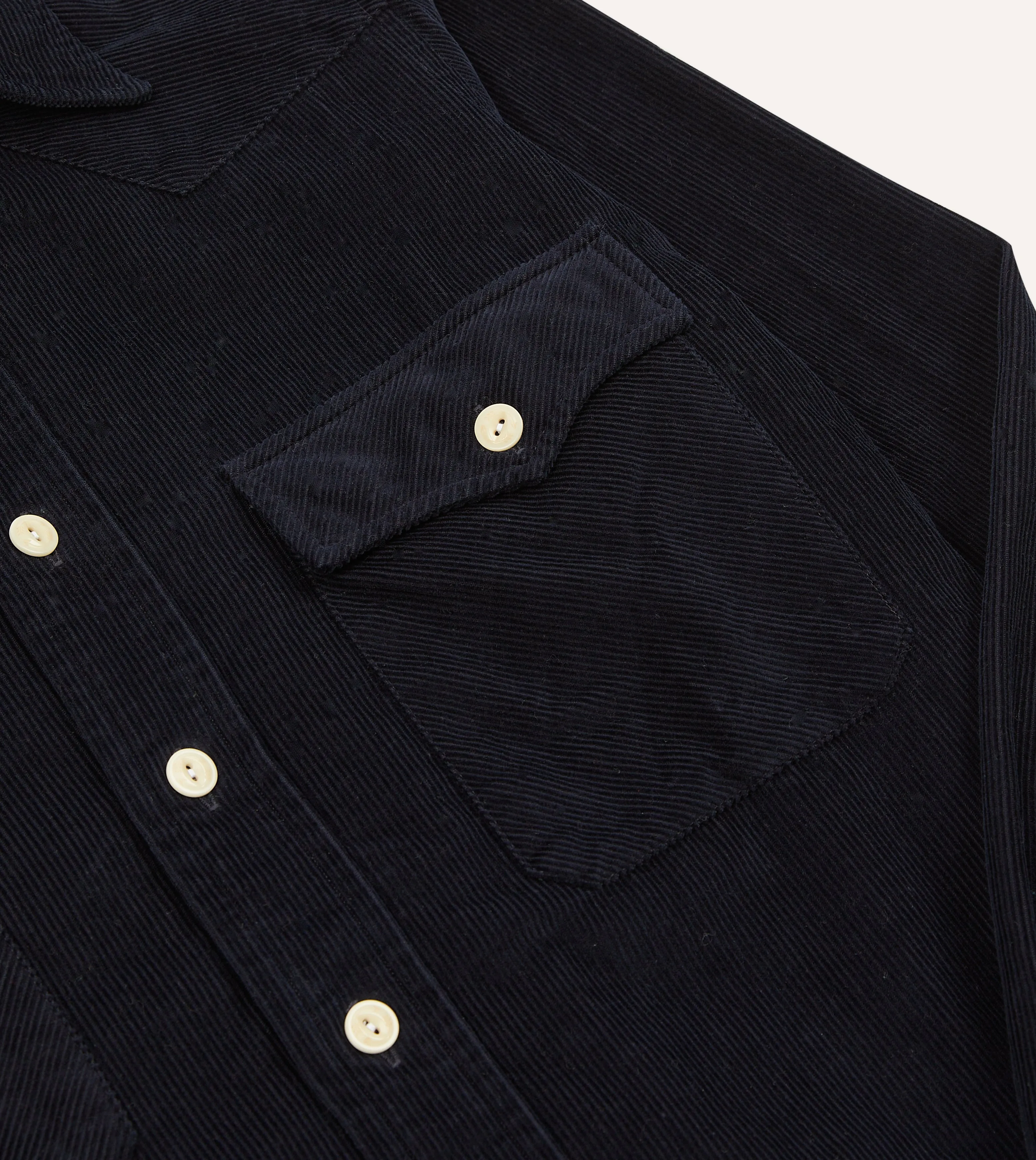 Navy Corduroy Two-Pocket Western Shirt