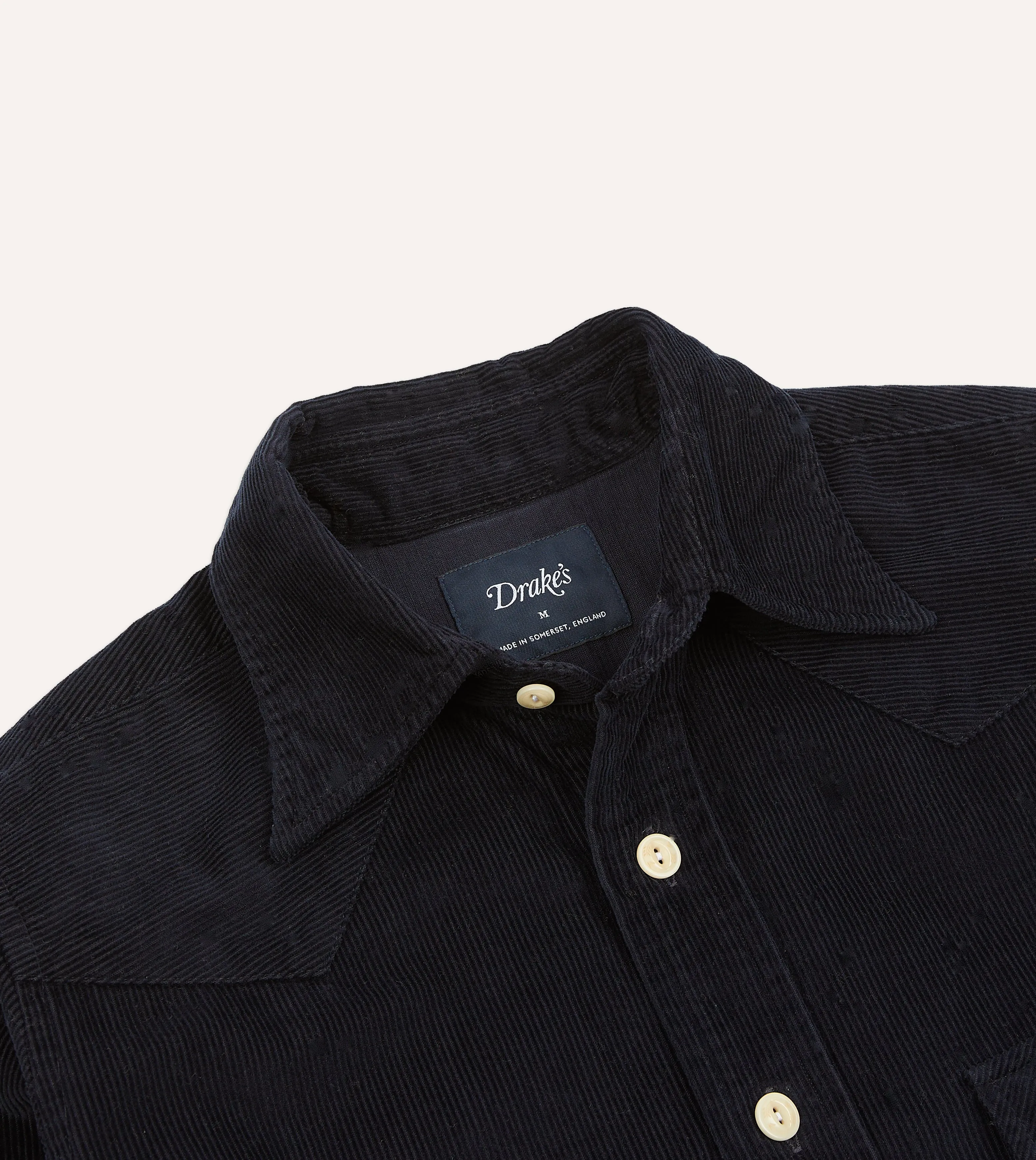 Navy Corduroy Two-Pocket Western Shirt