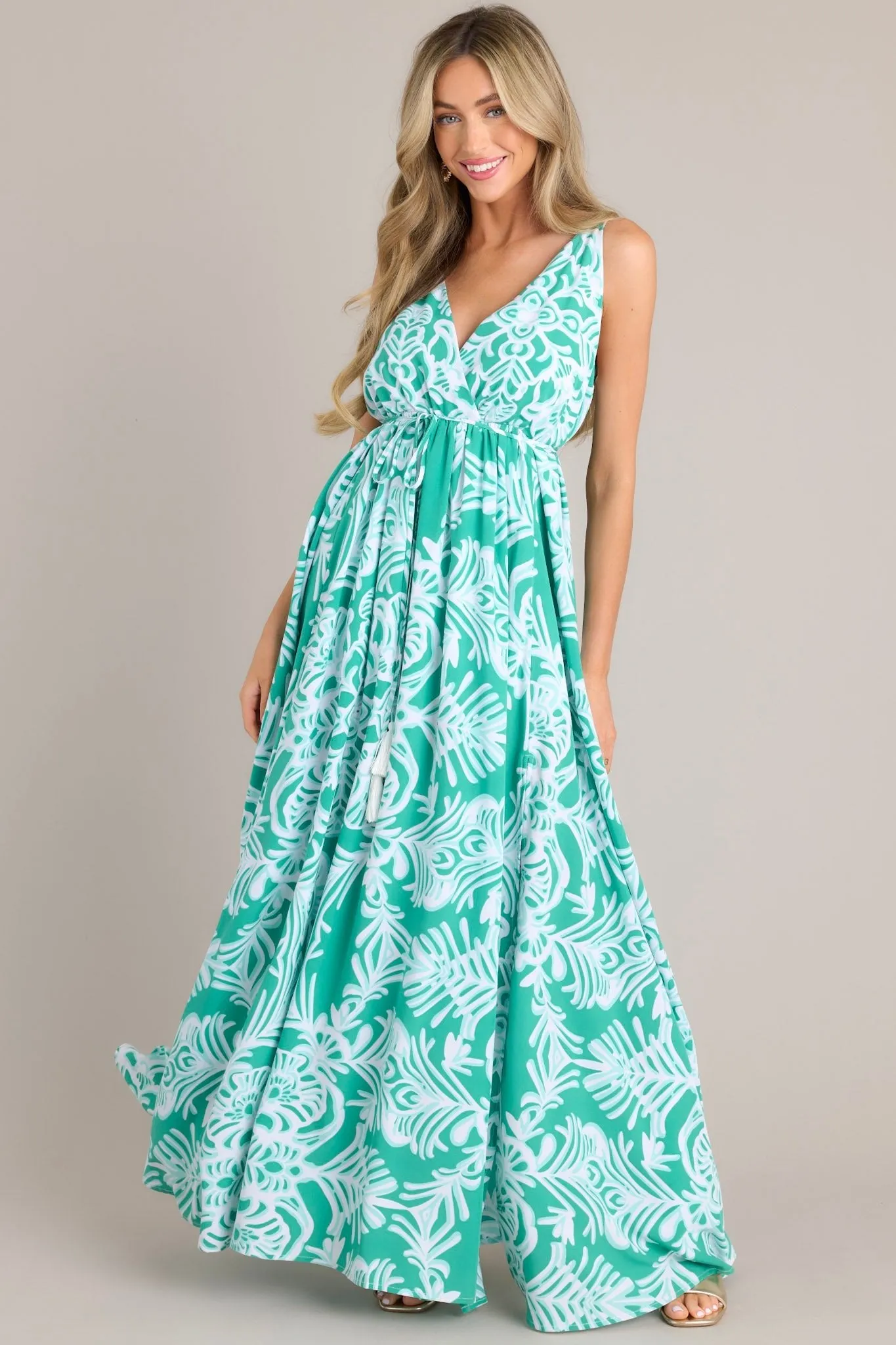 Only Clear Skies Green Print Maxi Dress