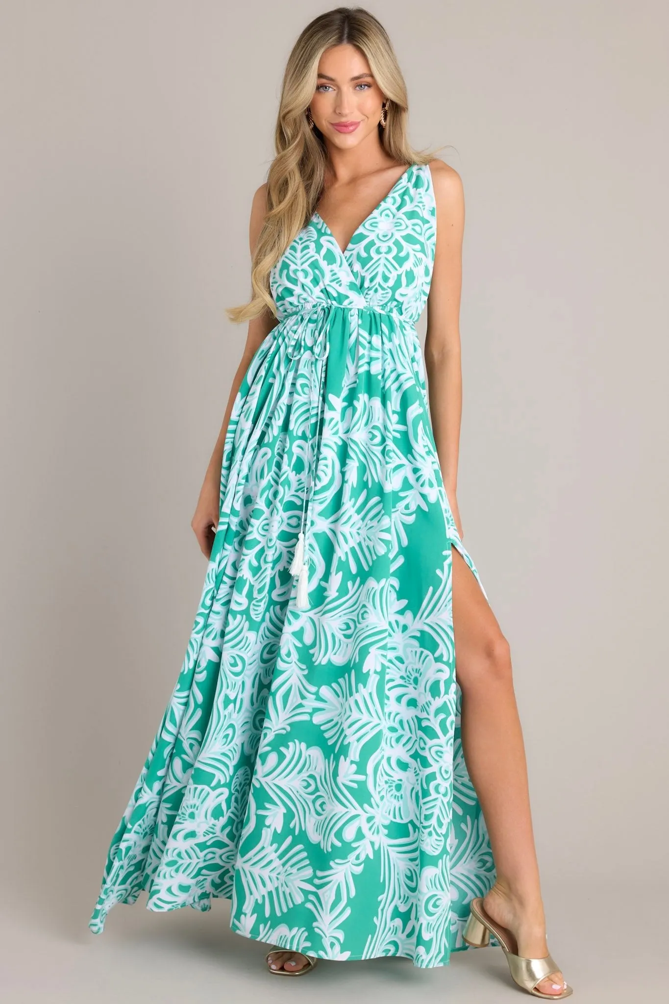 Only Clear Skies Green Print Maxi Dress