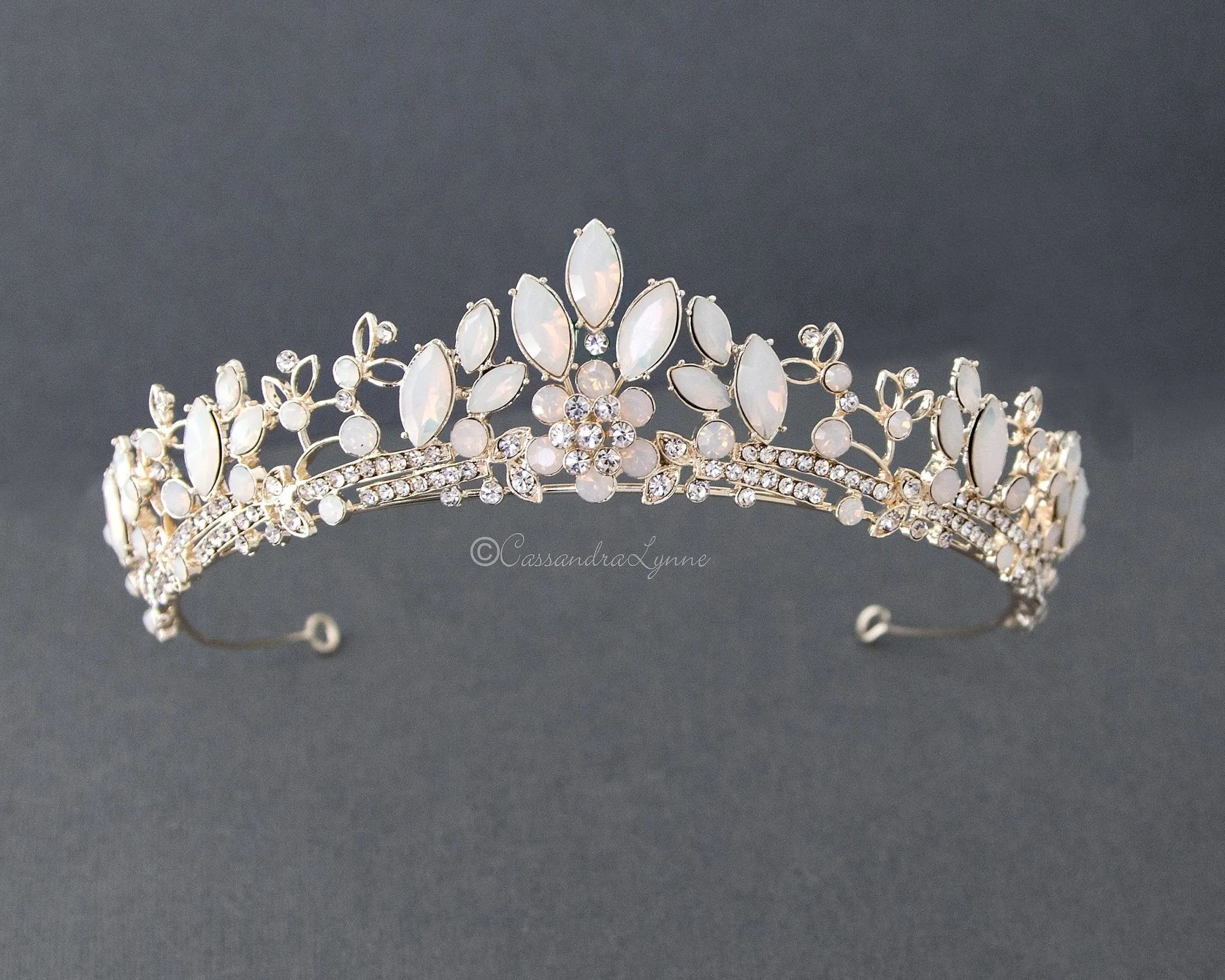 Opal Crystal Gold Bridal Tiara