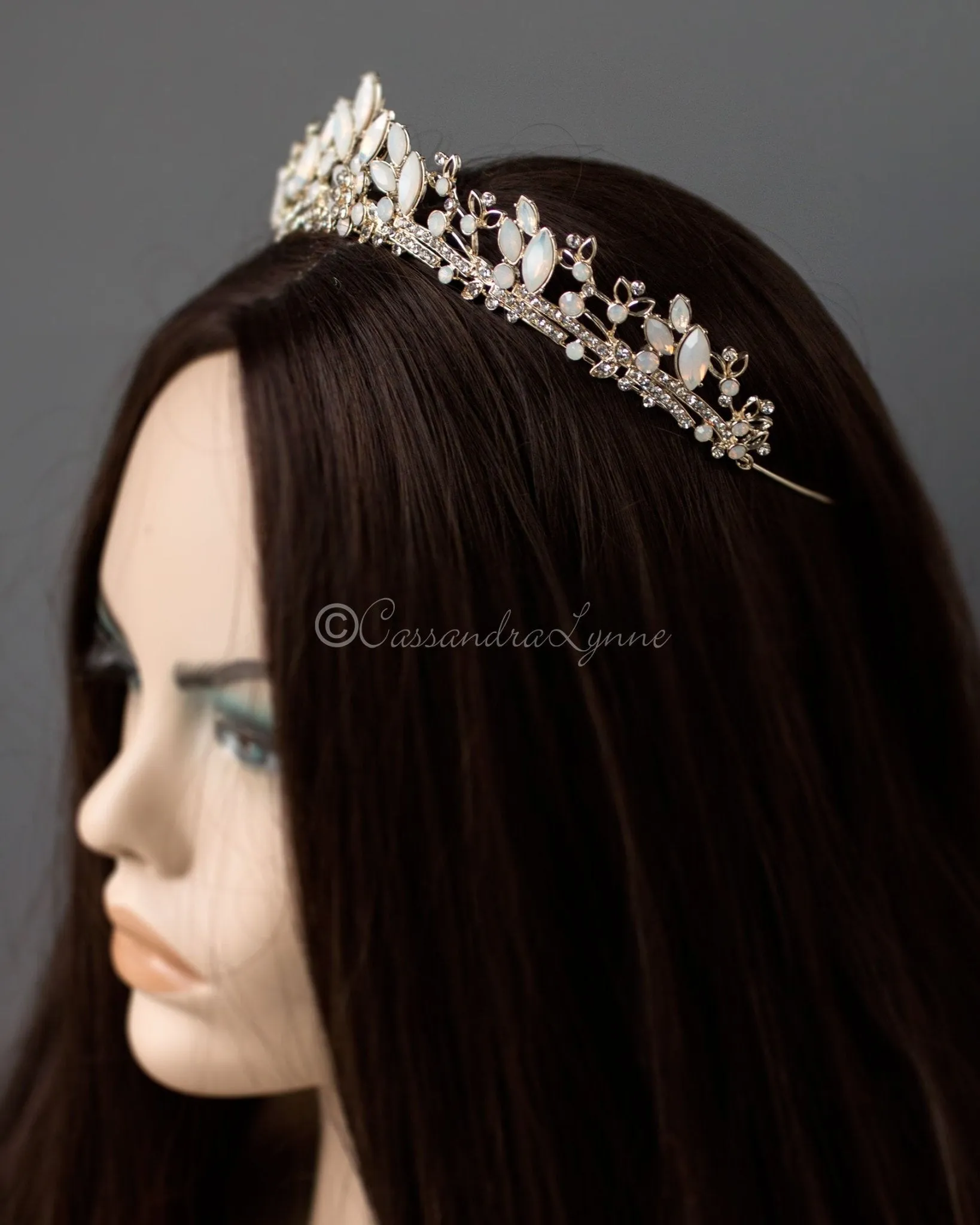 Opal Crystal Gold Bridal Tiara