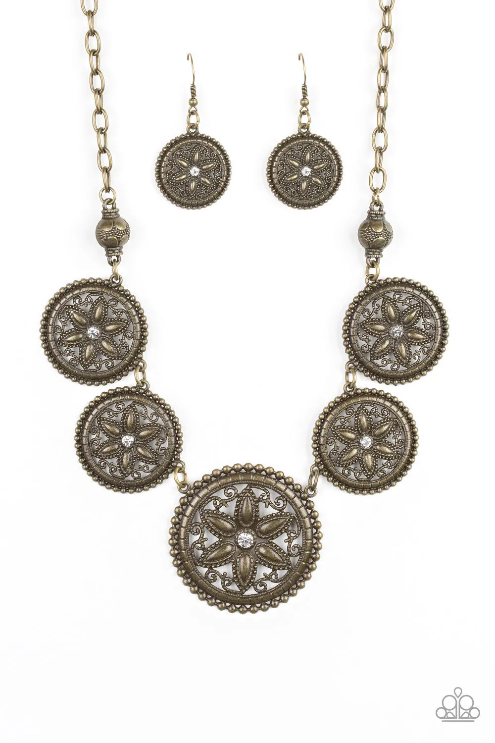 Paparazzi Accessories - Written In The STAR LILIES - Brass Necklace