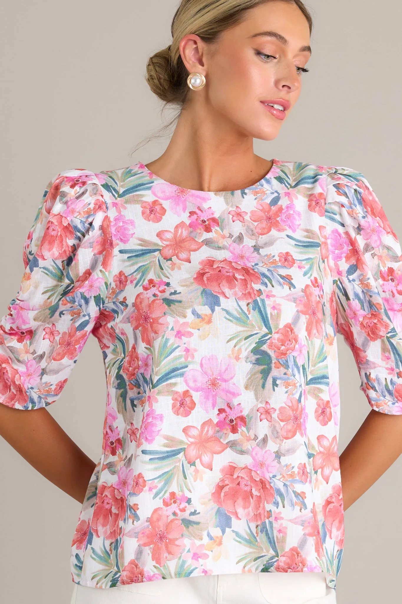 Paradise Bloom Ivory Multi Floral Top