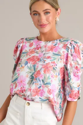 Paradise Bloom Ivory Multi Floral Top