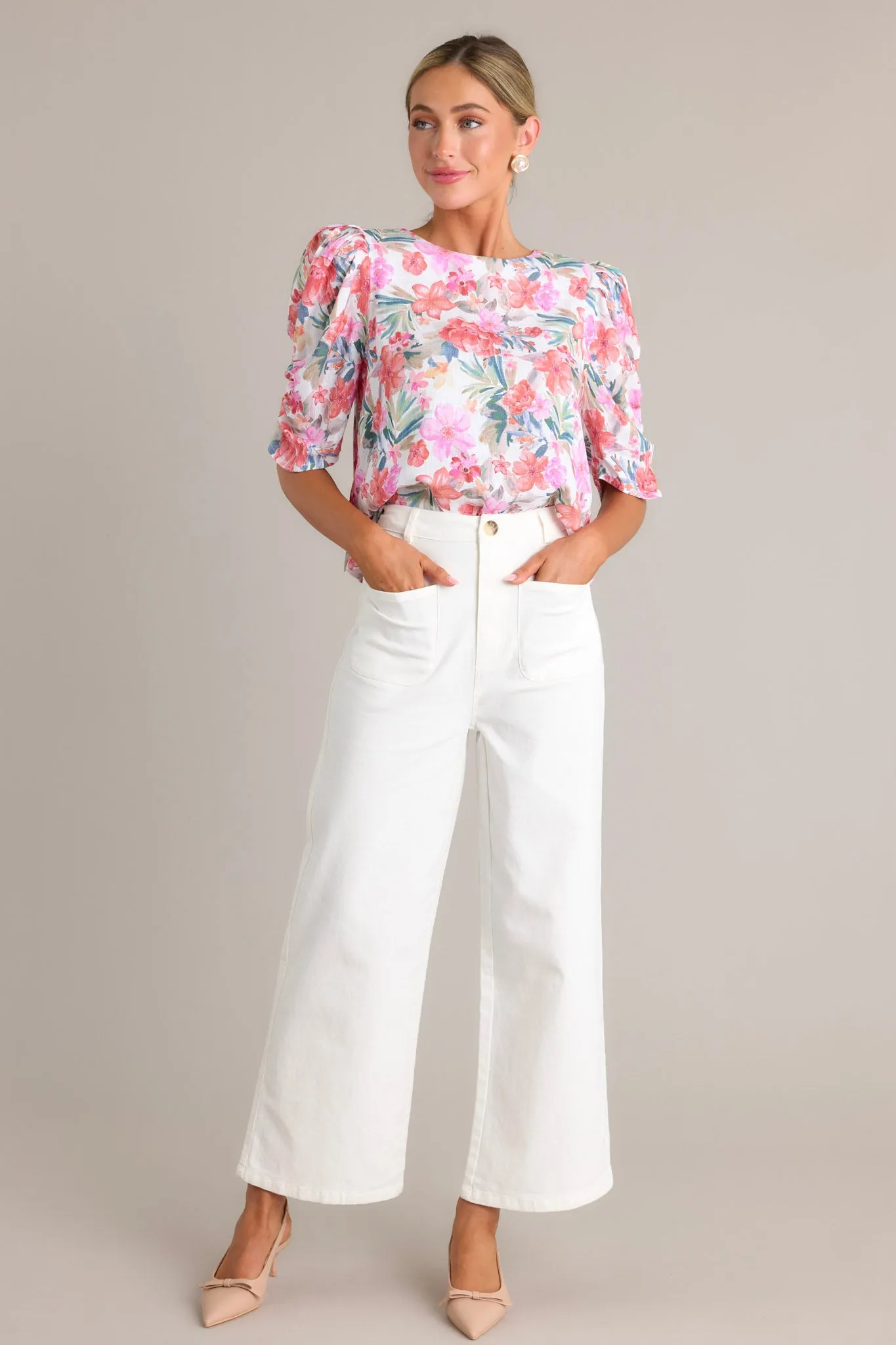 Paradise Bloom Ivory Multi Floral Top