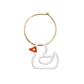 PATITO ENAMEL WHITE EARRING CIRCLE