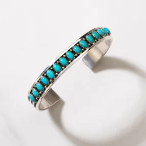 Patrick Yazzie Navajo Genuine Turquoise USA Native American Made 925 Sterling Silver Cuff