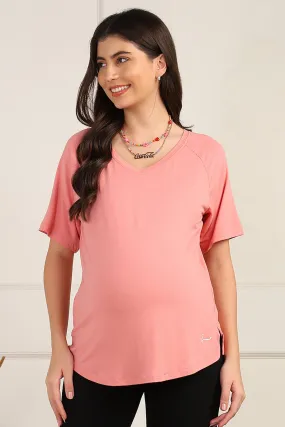 Peach Solid Nursing Top with Side Zip Access