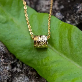 Plumeria Engraved Barrel Pendant