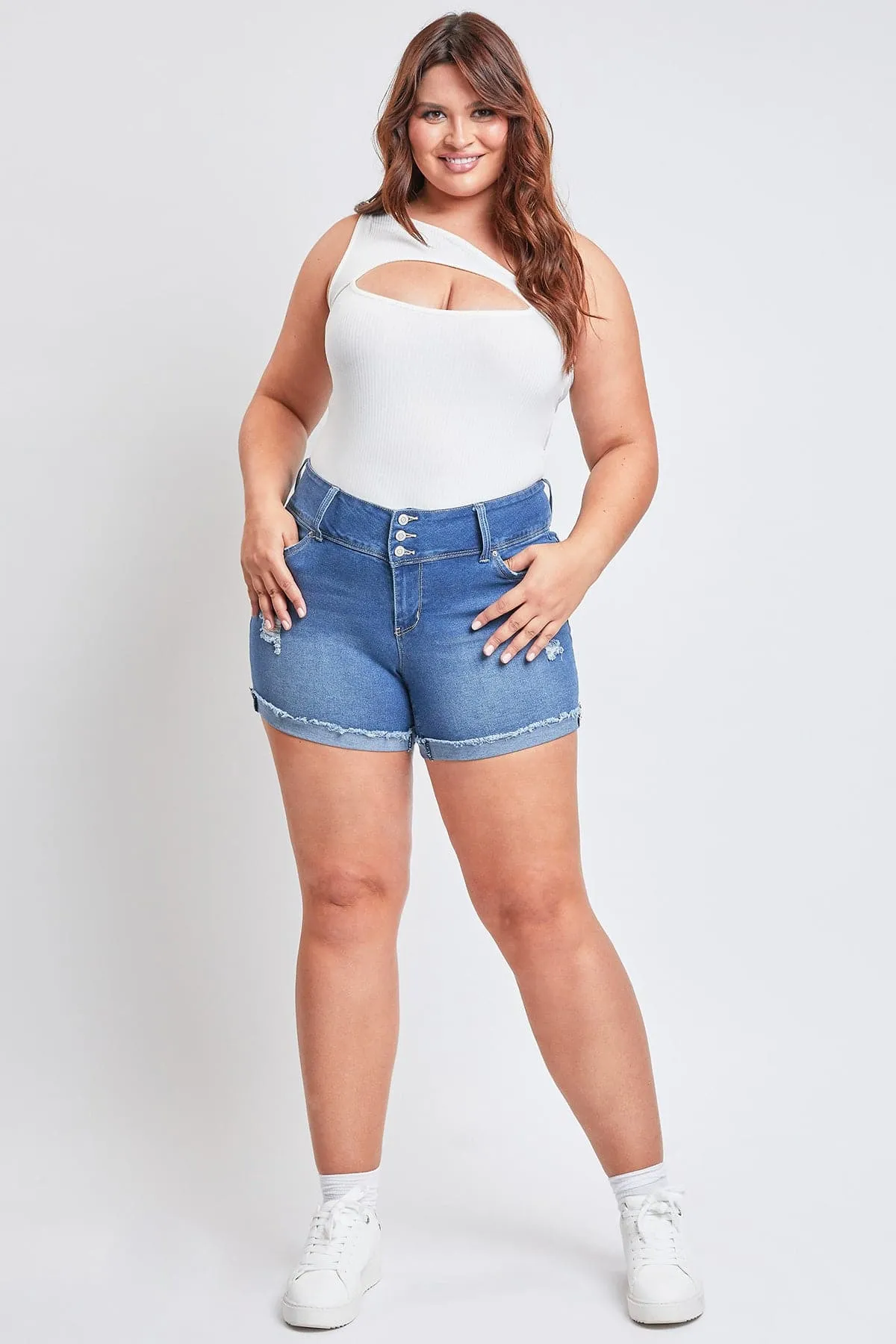 Plus Size Women's WannaBettaButt Mid Rise Shorts