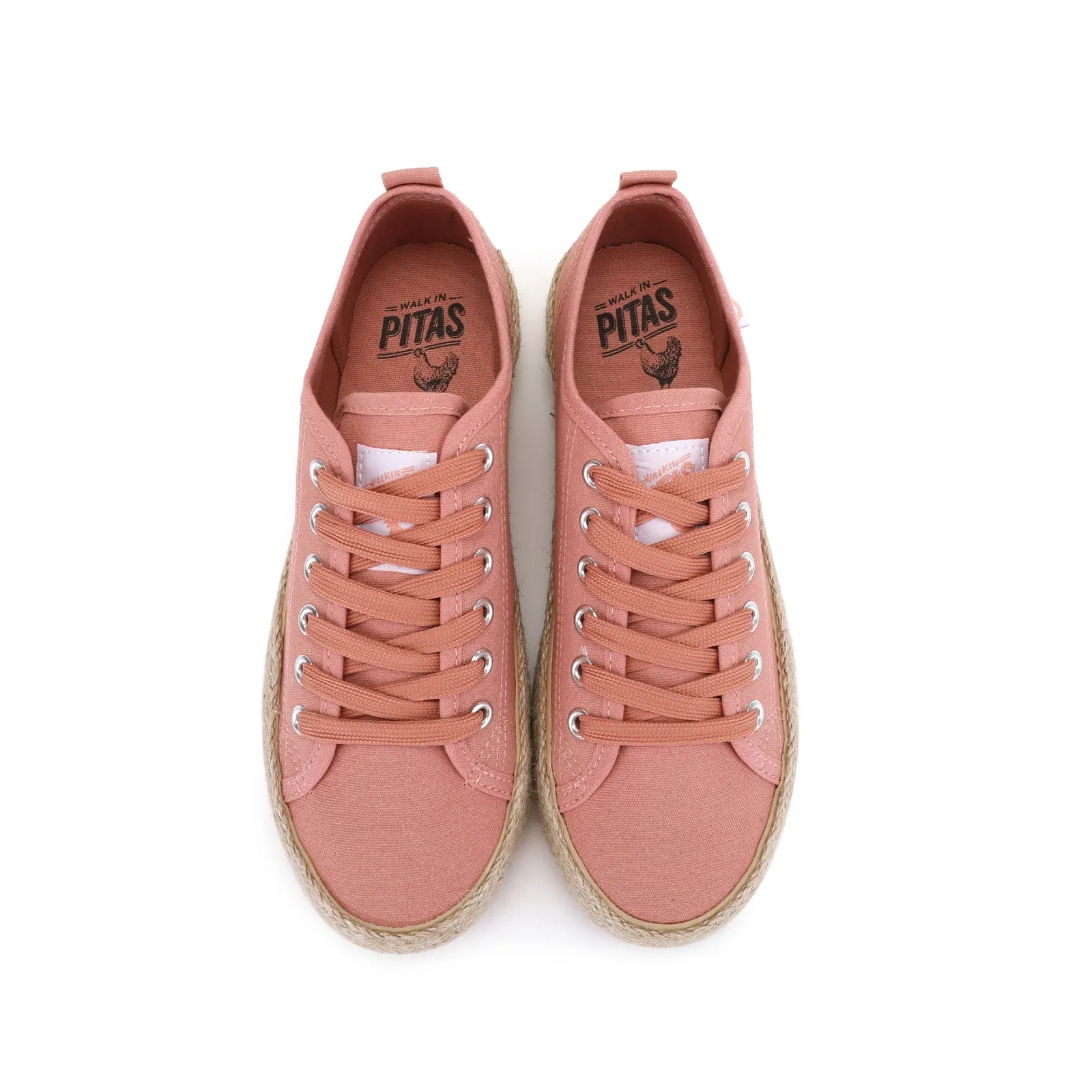 Rose pink canvas lace-up espadrille sneakers