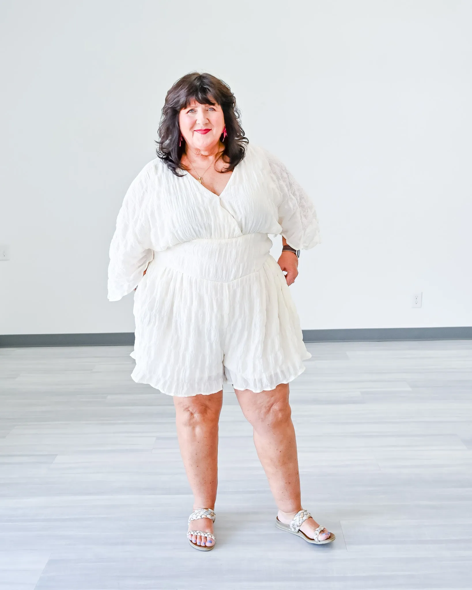 S-3X Bridal Vibes Textured Romper