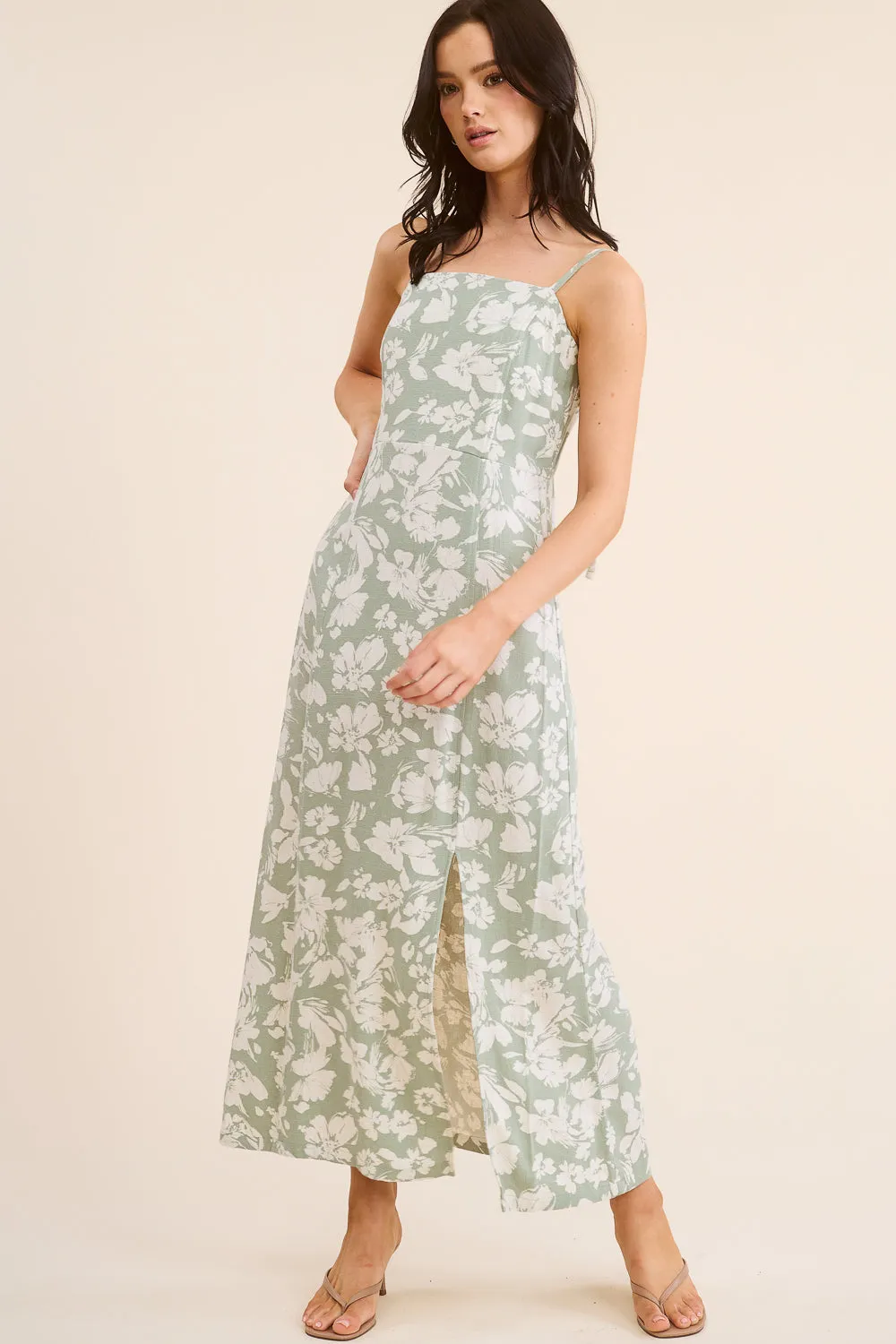 Sage Floral Maxi Dress