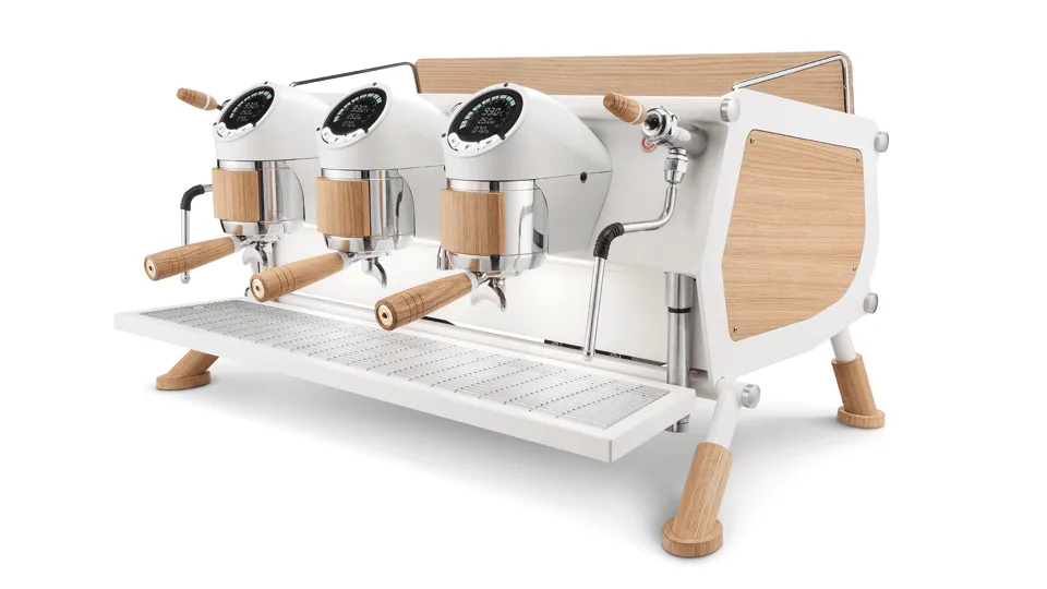 Sanremo 3 Group White with Wood Cafe Racer Automatic Espresso Machine