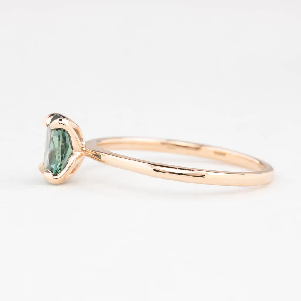 Sara Ring 0.89ct Green Montana Sapphire, 14K Rose Gold (One of a kind)