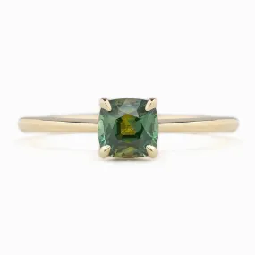 Sara Ring 0.93ct Parti Green Yellow Montana Sapphire, 14K Yellow Gold (One of a kind)