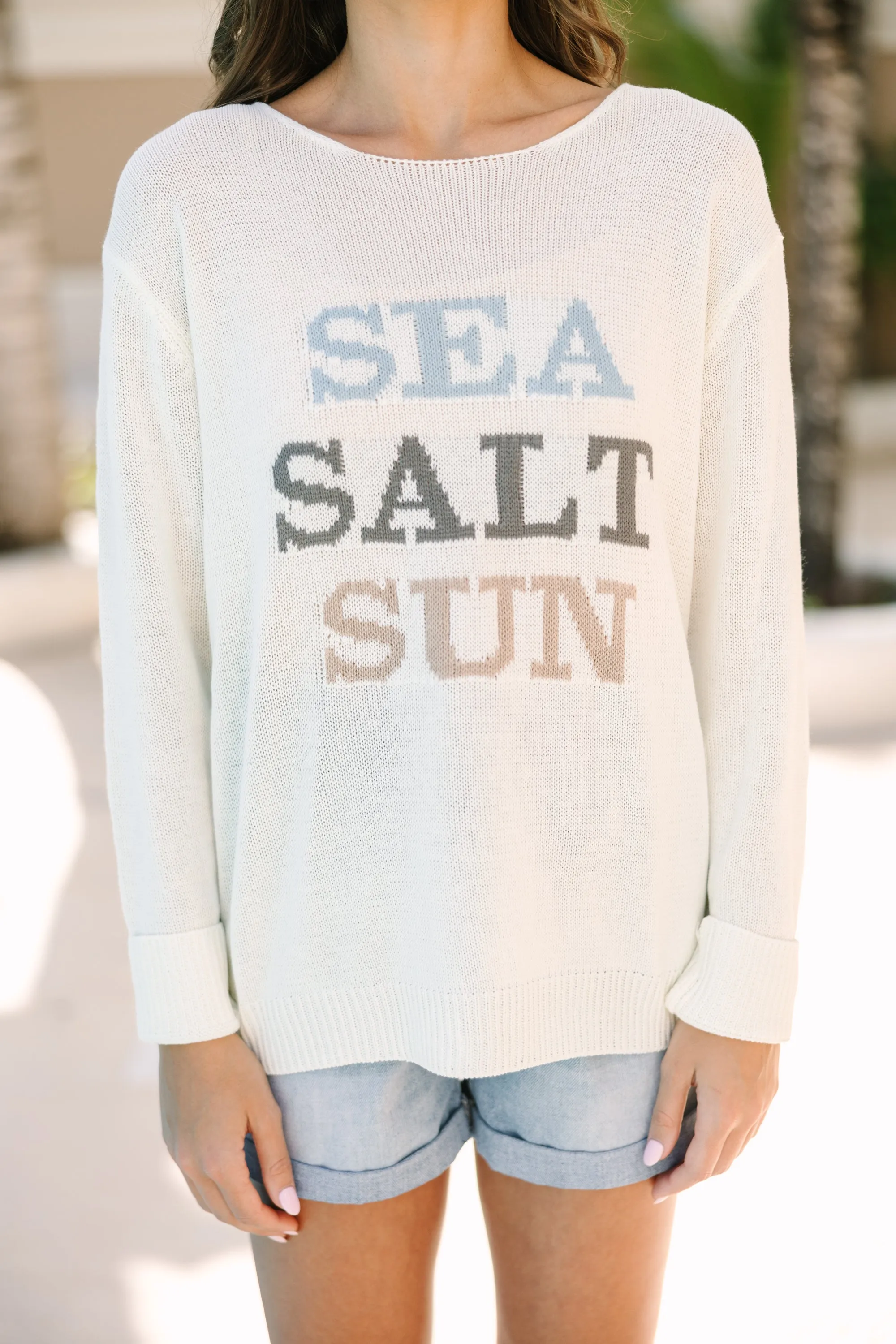 Sea Salt Sun White Graphic Sweater