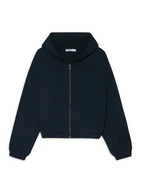 Softest Fleece Crop Zip Hoodie in New Navy