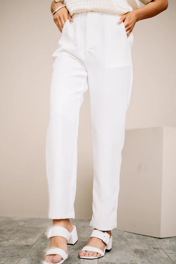 Start A Frenzy Paper Bag Dress Pants | White