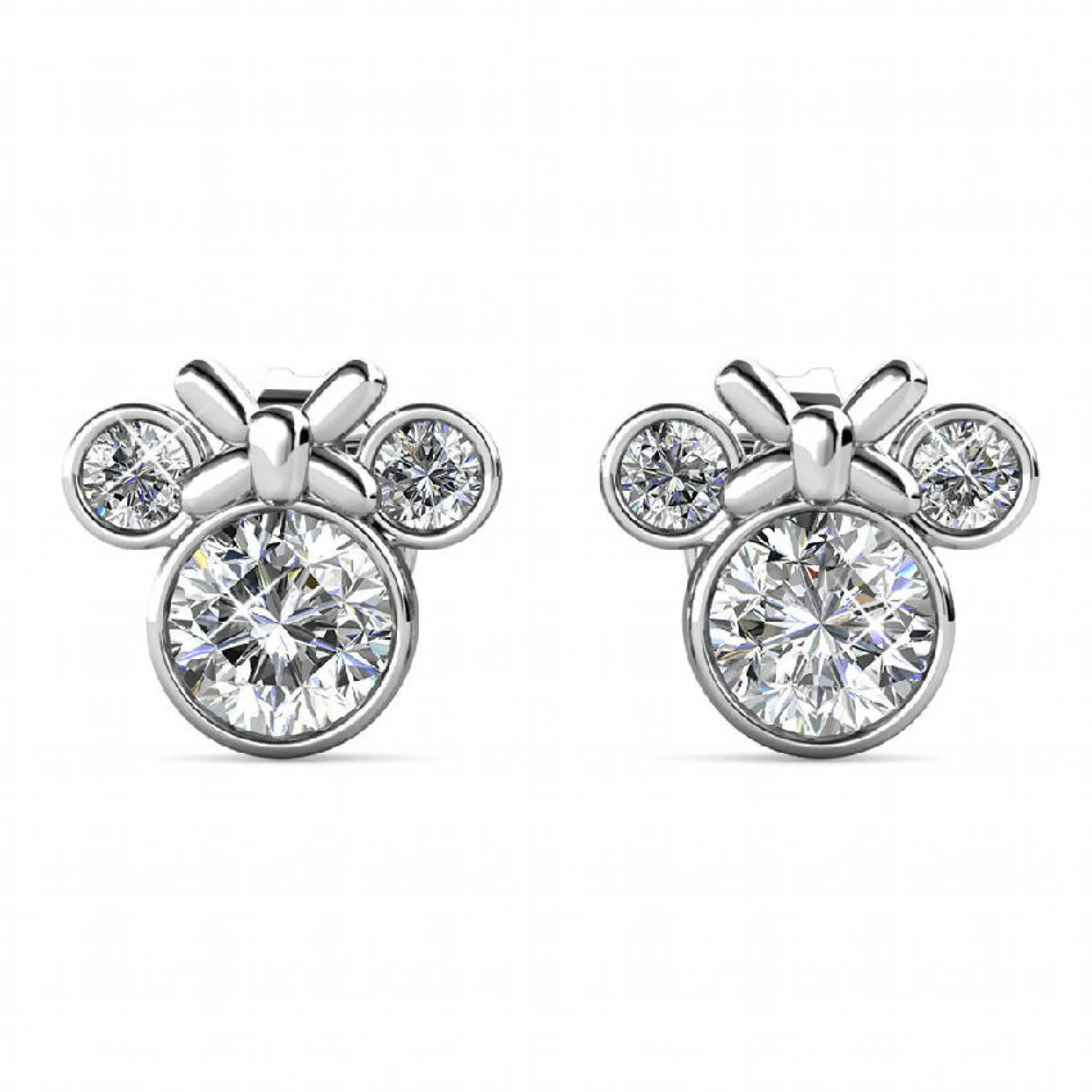 Stylacity Silver Minnie Mouse Swarovski Crystal Earrings