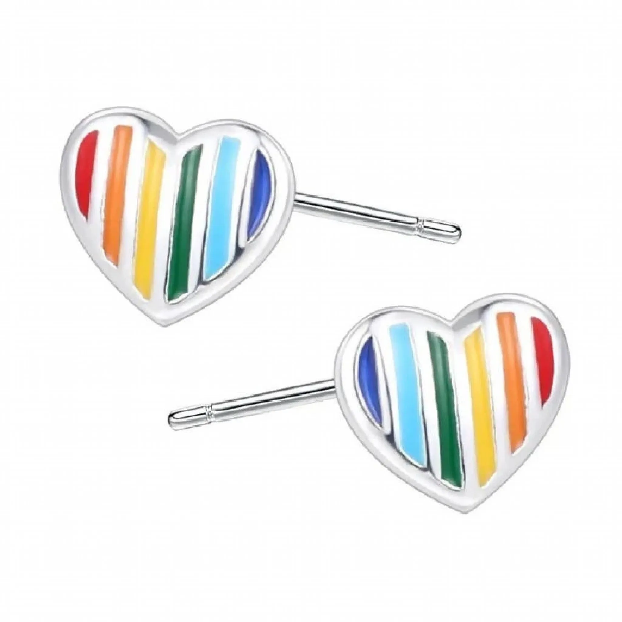 Stylacity Sterling Silver Rainbow Heart Small Stud Earrings