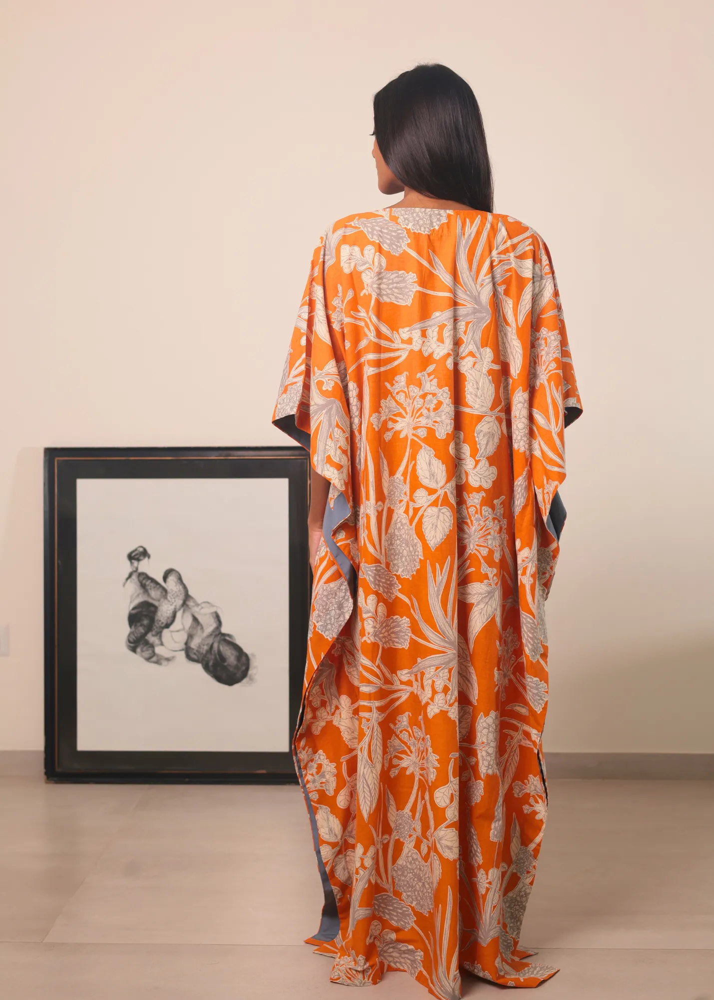 Surya Caftan - Orange Kodi Flowers