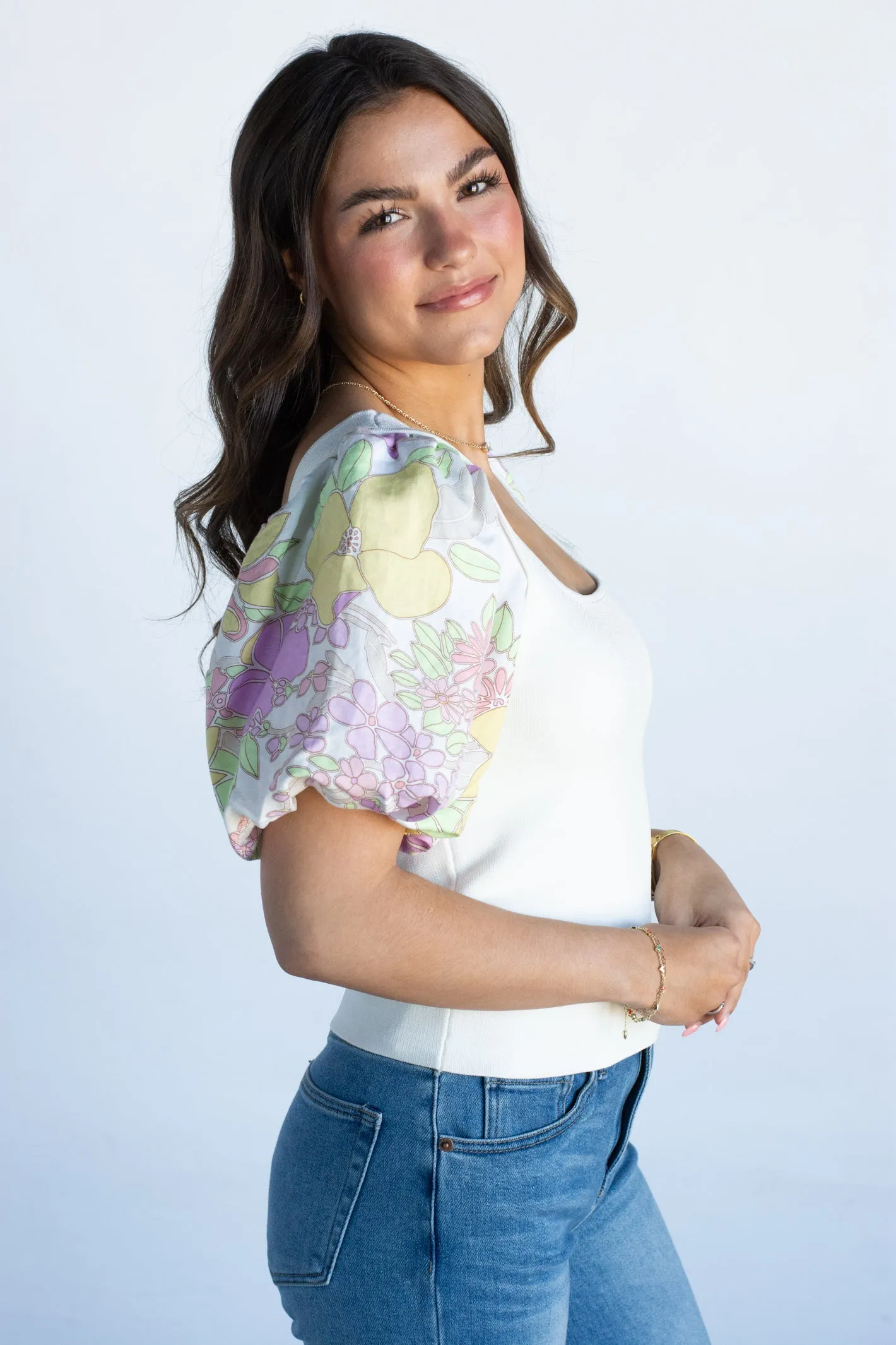 Sweet at Heart Cream Floral Top