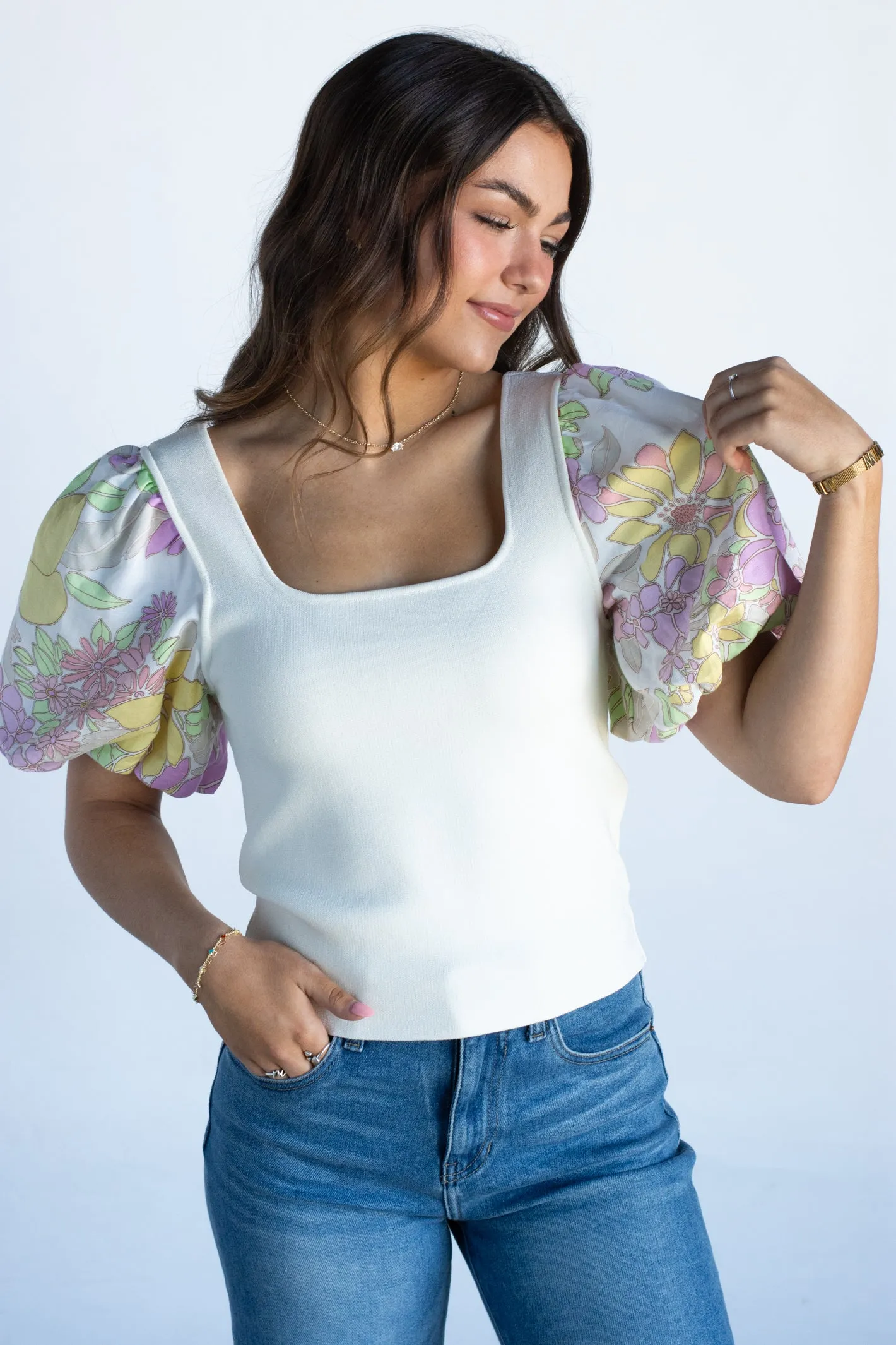 Sweet at Heart Cream Floral Top