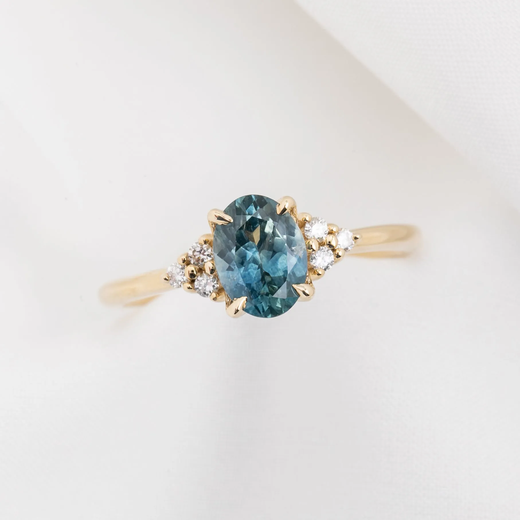 Teresa Ring 1.21ct Blue Green Montana Sapphire, 14k Yellow Gold (One of a kind)