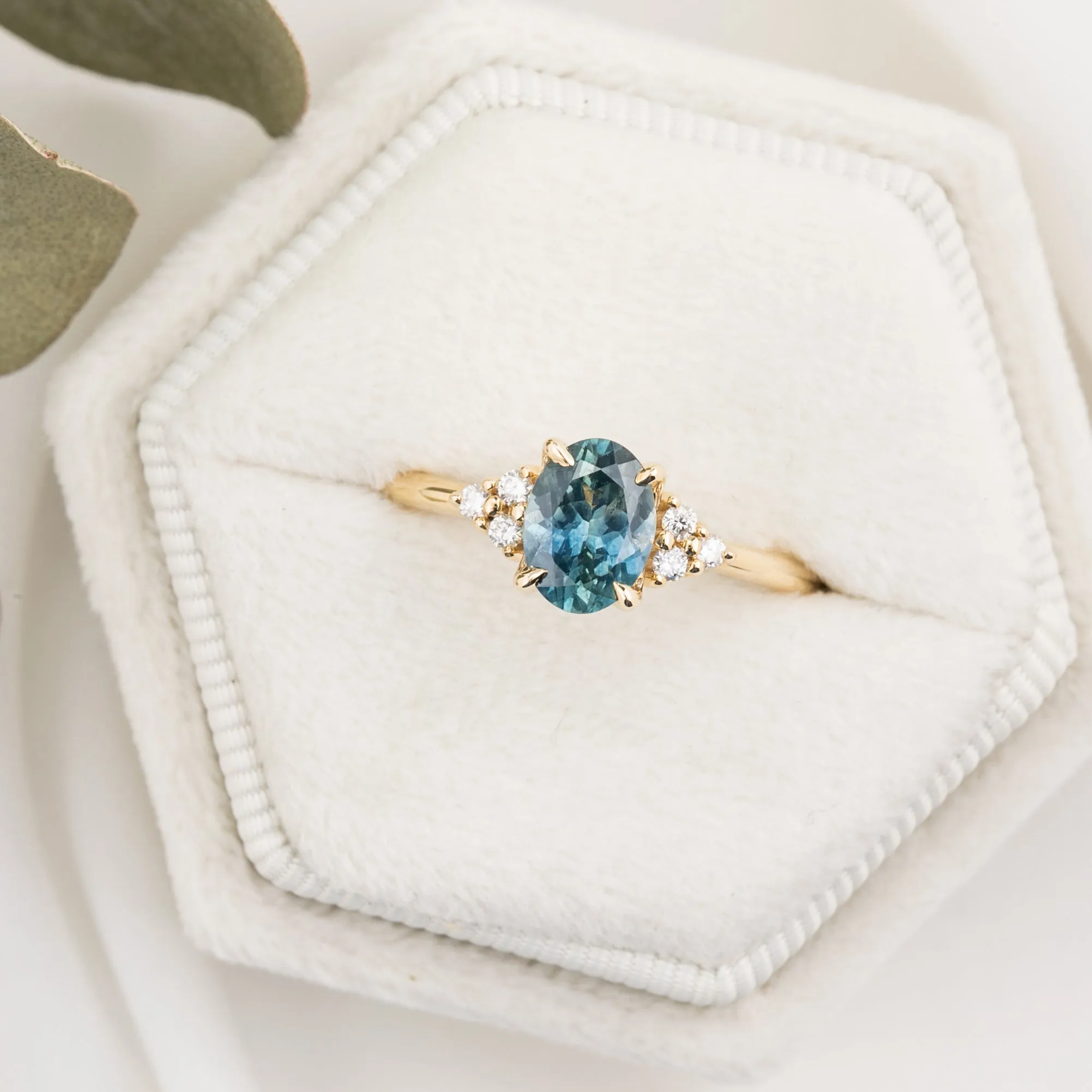 Teresa Ring 1.21ct Blue Green Montana Sapphire, 14k Yellow Gold (One of a kind)