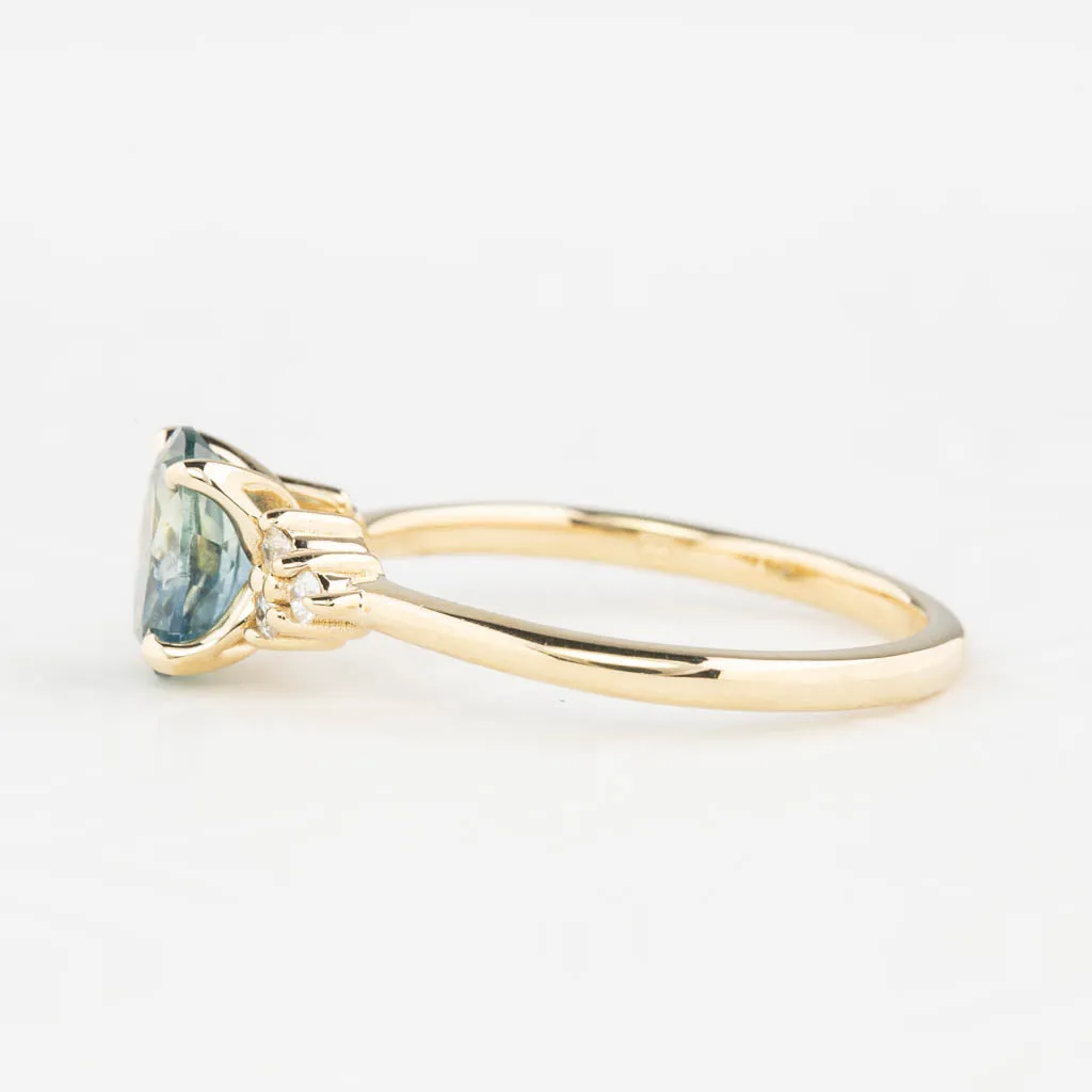 Teresa Ring 1.21ct Blue Green Montana Sapphire, 14k Yellow Gold (One of a kind)