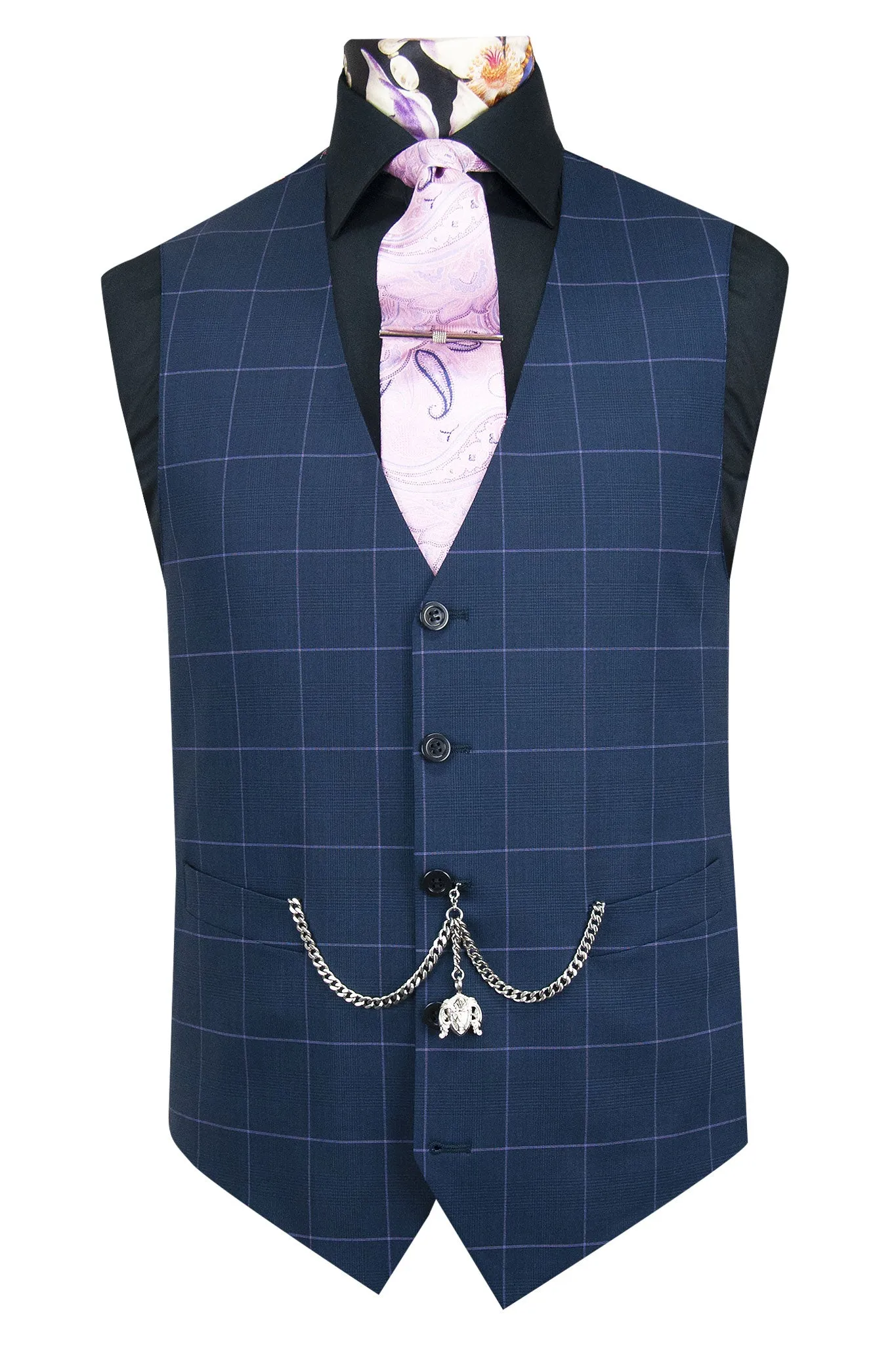 The Child Navy Suit with Lilac Grid Check