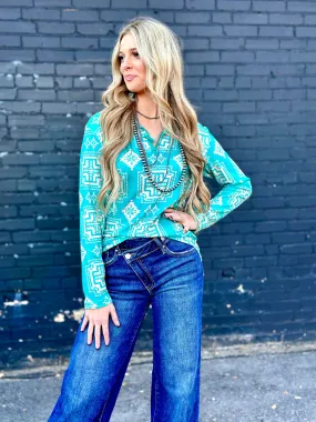 The Fall Tremonten Turquoise Tribal Pullover