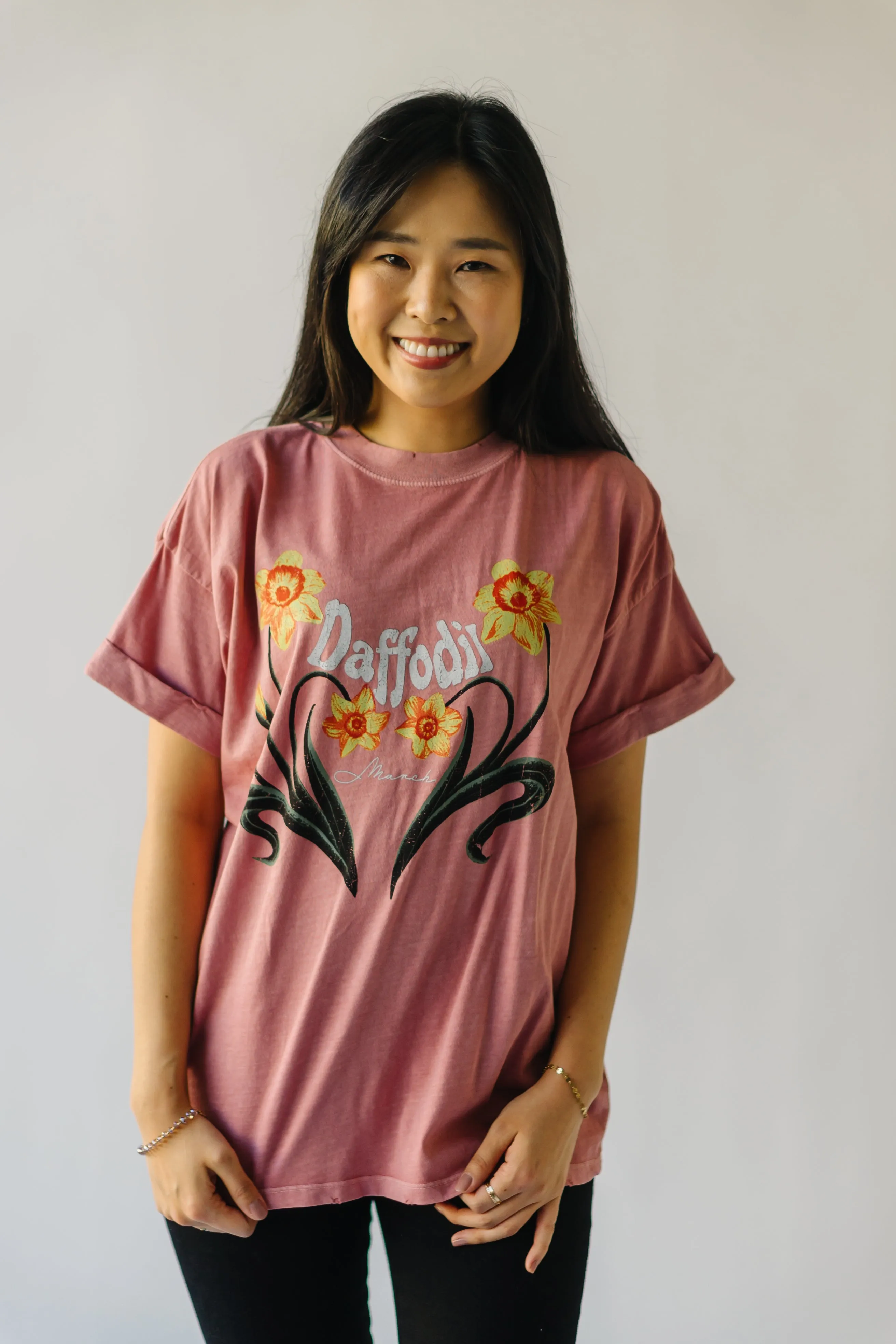 The March Daffodil Tee in Dusty Pink