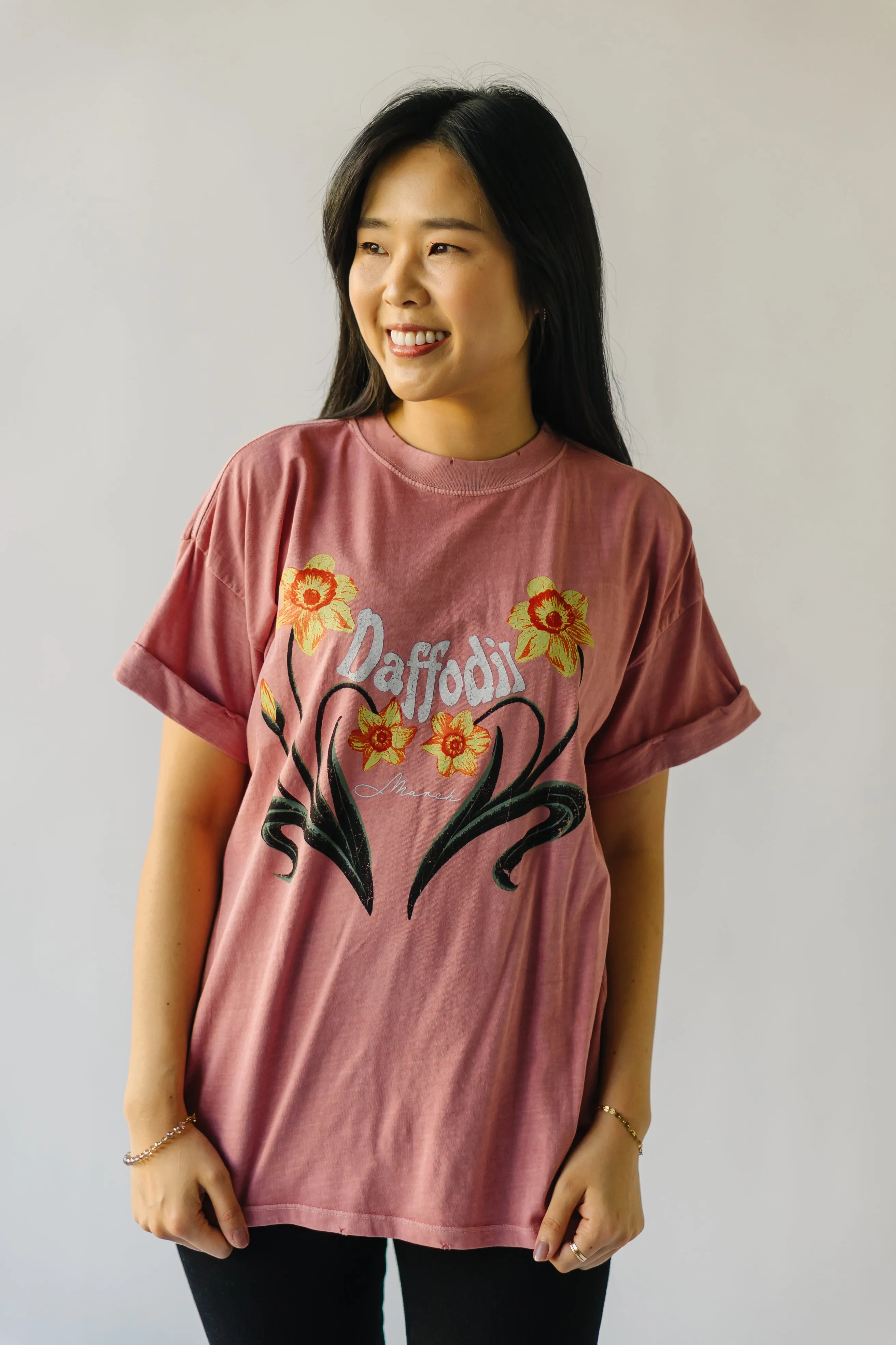 The March Daffodil Tee in Dusty Pink